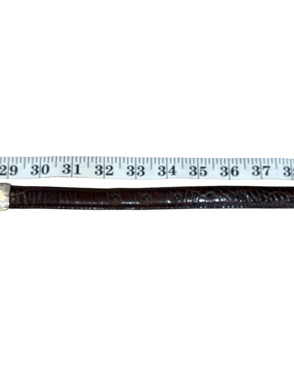 Brighton Brown Croc Embossed Braided Leather Belt L 38 Silver Buckle 1in - Picture 6 of 7